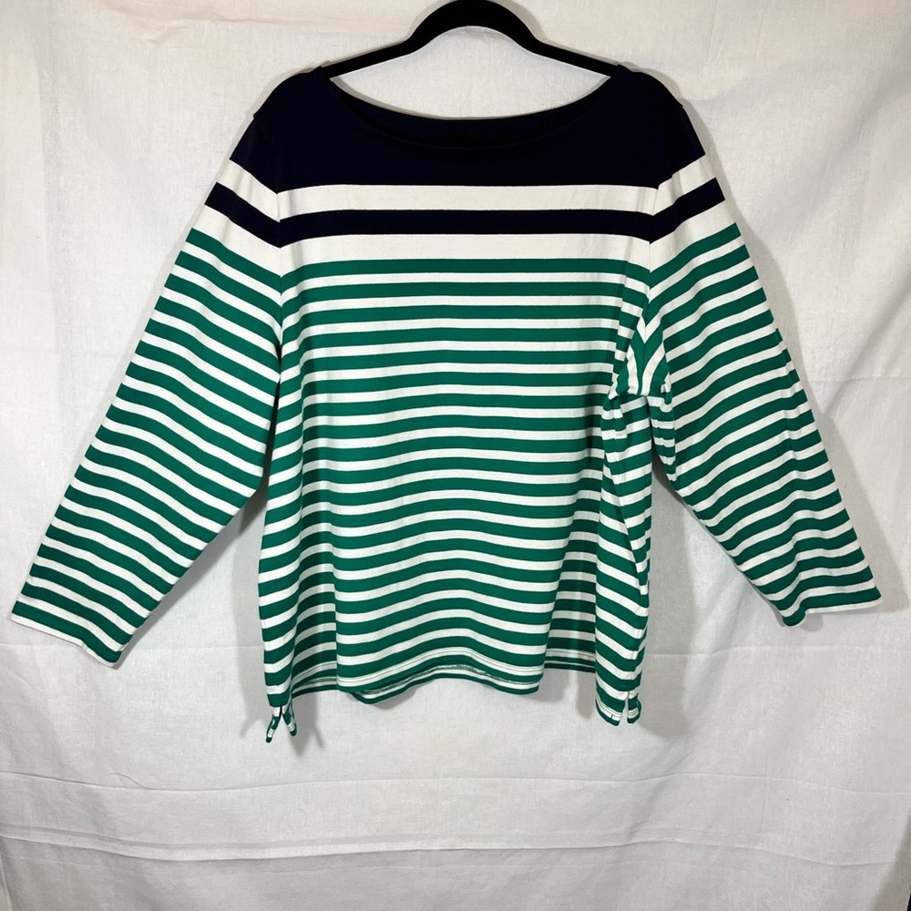Talbots Authentic Long Sleeve Striped Cotton Tee Women’s Plus 3X Preppy Nautical